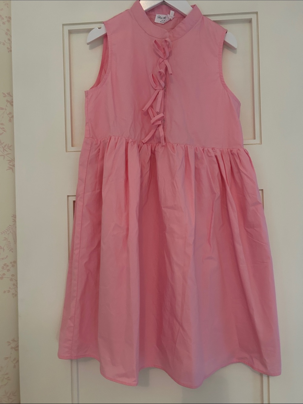 Sleeveless Pink Tie-Front Casual Dress for Girls